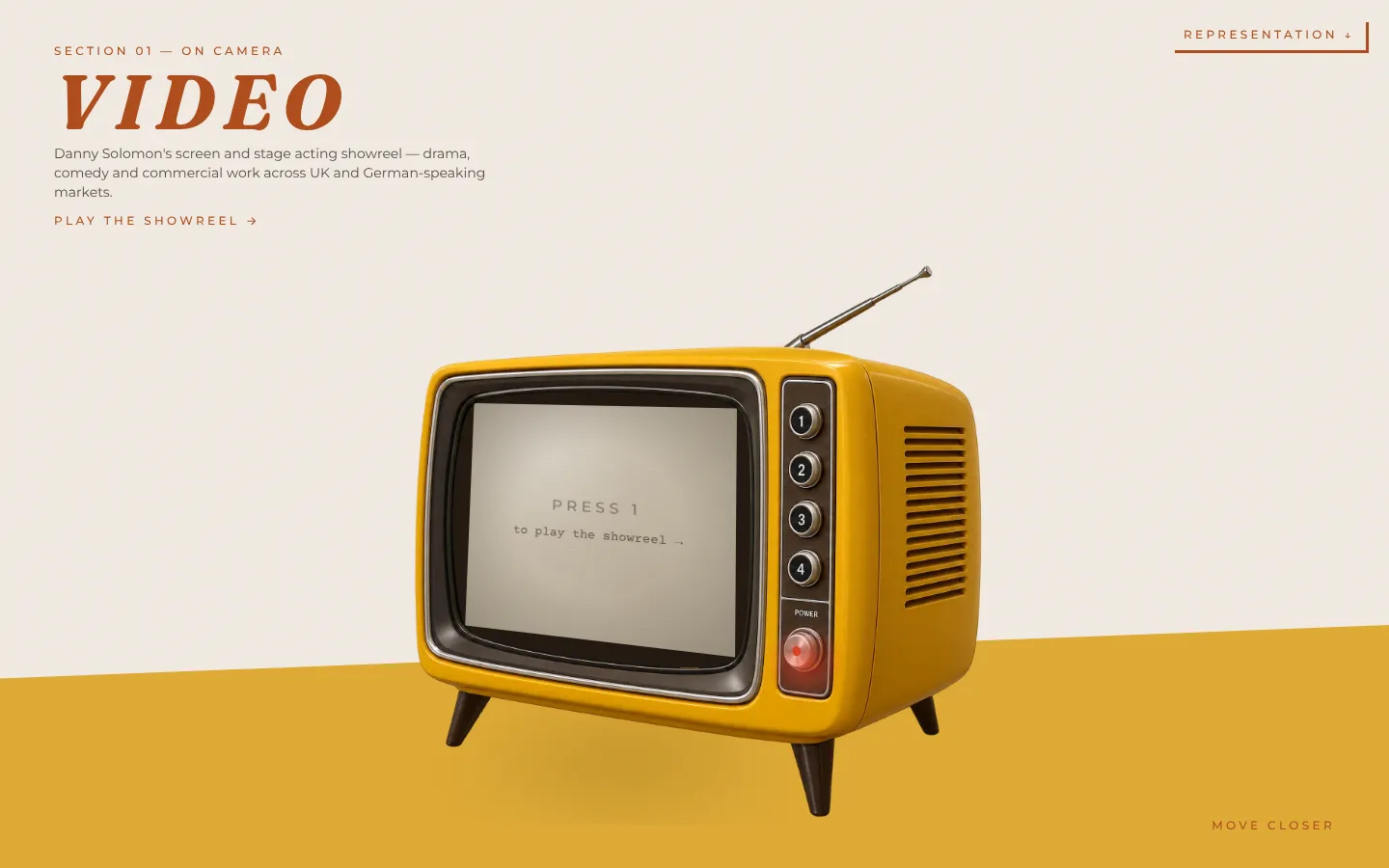 Video: the mustard retro TV on a cream ground with a mustard diagonal