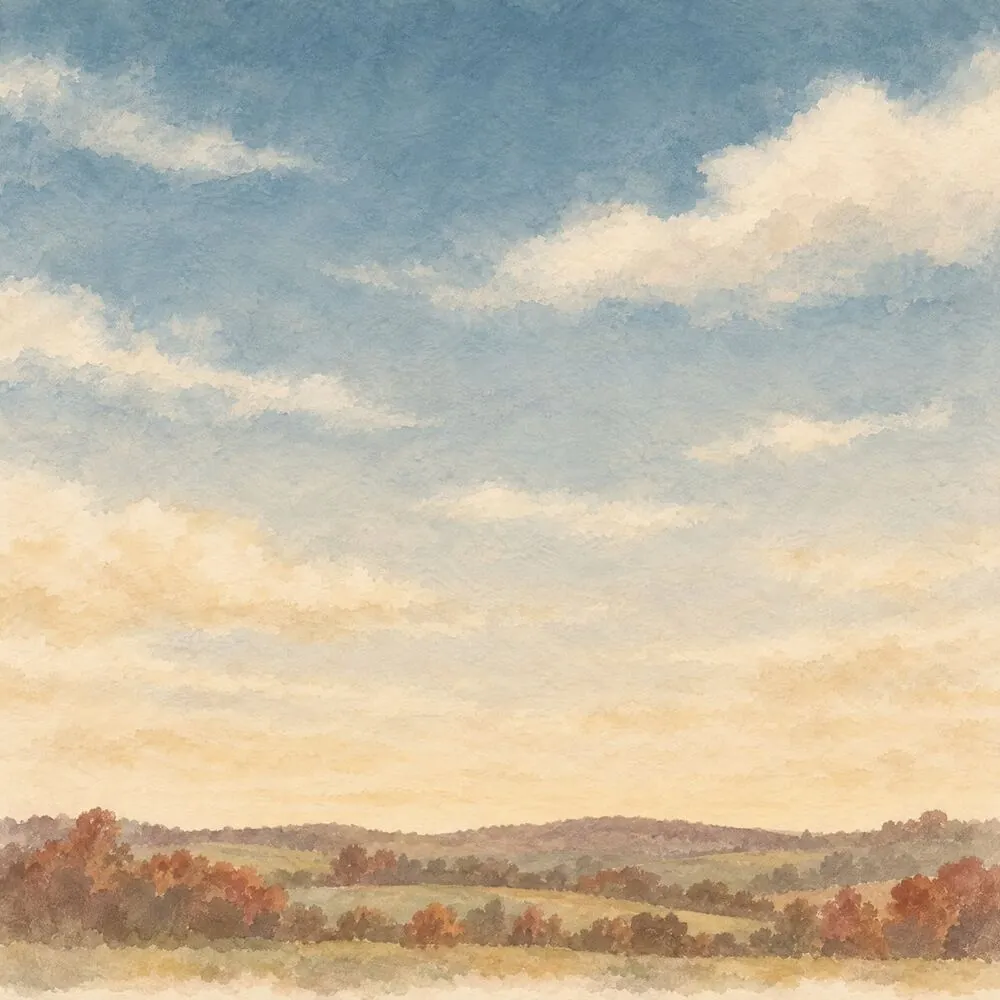 Sky Study I, a watercolour of fair cumulus