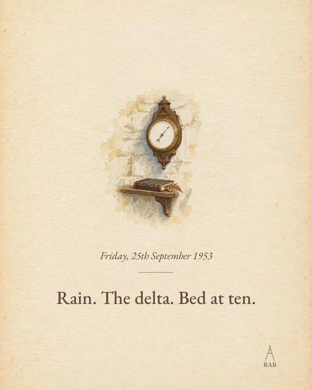Card: a one-line journal entry, Friday 25th September 1953