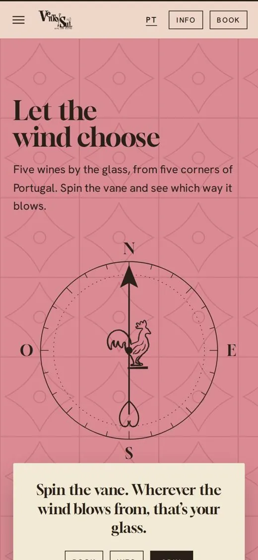 The vane on a phone, the Spin card below the compass