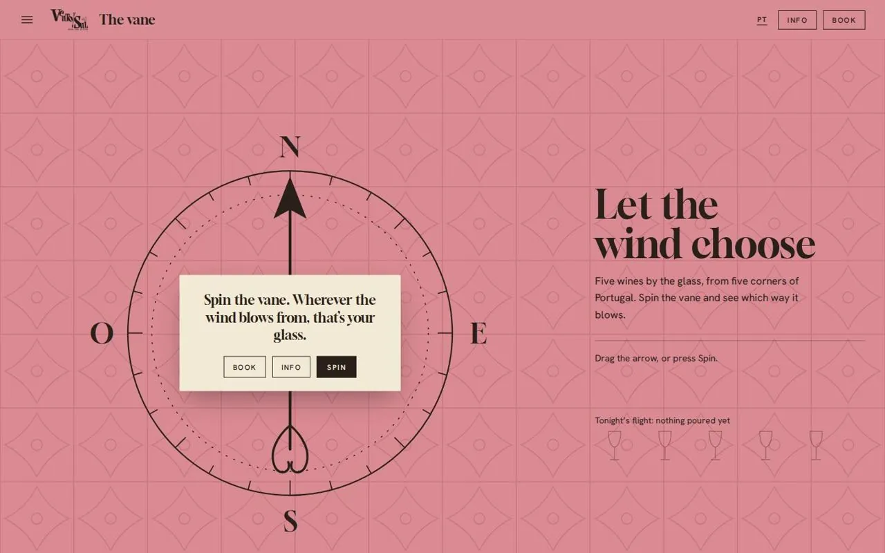 The vane: a rose tiled section with the weathervane compass